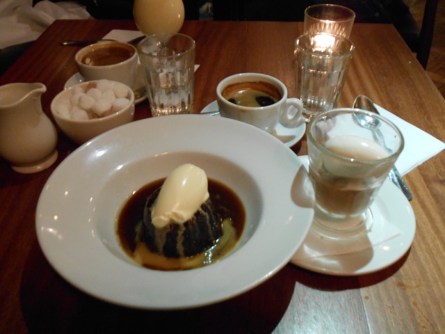 Sticky Toffee Pudding with Clotted Cream, & Chocolate & Salted Caramel Mousse with Milk Ice Cream